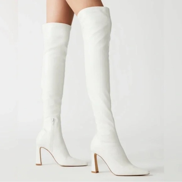 NEW BCBGeneration White Faux Leather Over the Knee High Heel Boots 1093 - Picture 1 of 16
